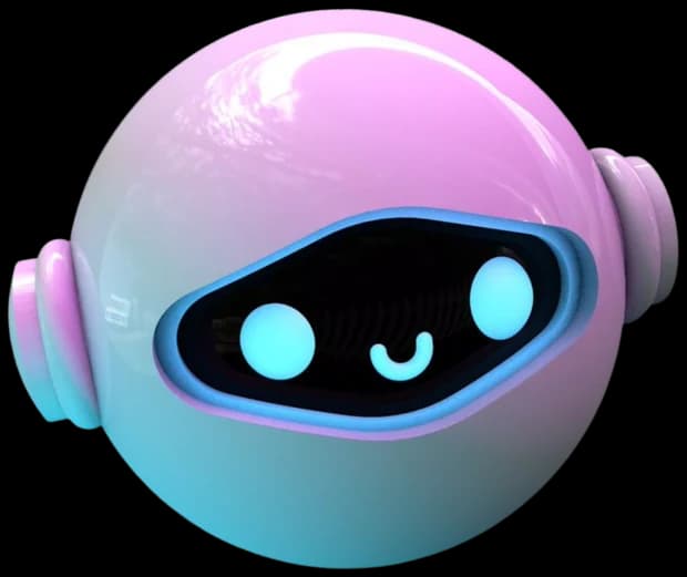 Tête de robot souriante, illustration 3D : l'agent que vous imaginez