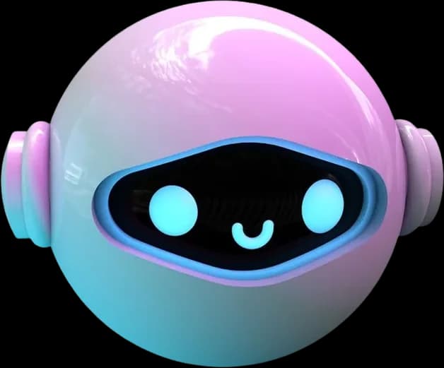 Tête de robot souriante, illustration 3D
